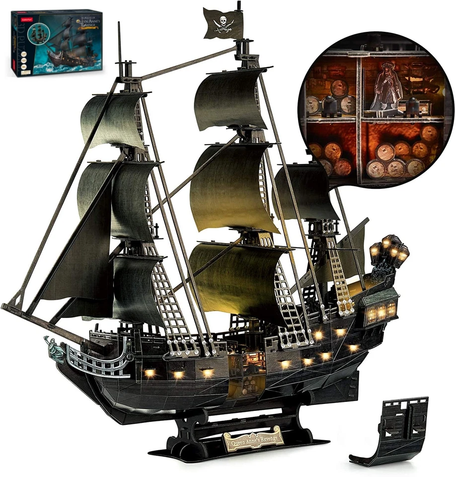 Puzzle 3D QUEEN ANNE'S REVENGE NAVE DEI PIRATI CubicFun - Immagine 1 di 4