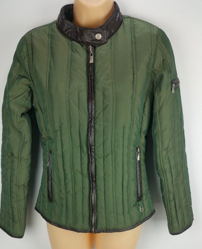 Piumino trapuntato Michael Kors donna PXS moto verde oliva imbottito giacca Petite XS
