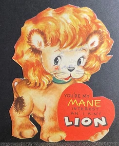1950er - 1960er Valentinstagskarte - You're My Mane Interesse an I Ain't Lion - Bild 1 von 2