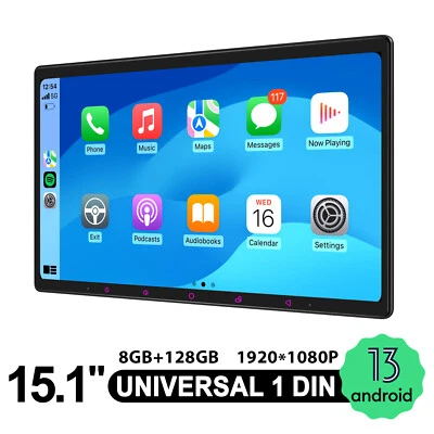 15.1 Inch Android Tablet Single DIN Touchscreen Radio with Bluetooth DSP FM WiFi - Image 1 of 4