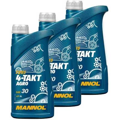 3X1 Litres MANNOL 4-Tact Agro SAE 30 Huile Moteur 7203 API SL JASO MA/MA2 - Photo 1/3