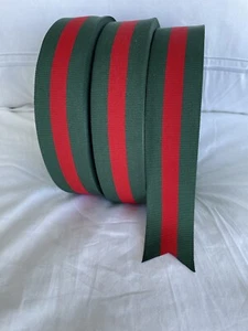 20 Yards Classic Red Green Stripe GG Style Ribbon 1.5 Inch - Picture 1 of 9