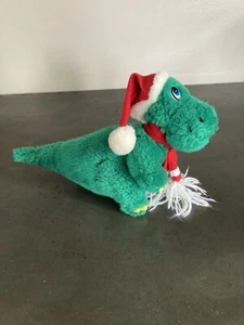Vintage Schmidt Cannon Jinglesaurus Green Dinosaur Christmas Hat Scarf 7" Plush - Picture 1 of 8