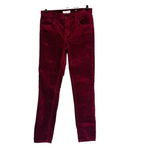 Loft Womans Sz 2 26 Corduroy Pants Skinny Stretch Maroon Pockets Stretch - Picture 1 of 10