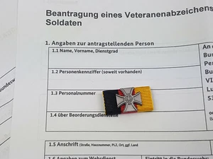 Bundeswehr Veteranenabzeichen Bandspange Bandschnalle Ordensspange mit Antrag - Picture 1 of 1