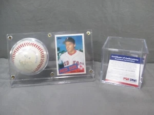 Boston Red Sox ROGER CLEMENS SIGNED BASEBALL w/ Topps 181 Trading Card + PSA COA - Picture 1 of 10