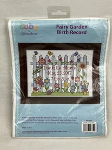 Kit de punto de cruz contado registro de nacimiento de jardín de hadas NUEVO bebé de Herrschners 10x8 - Imagen 1 de 5