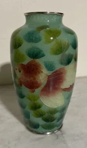 Antique Japanese Plique a Jour Cloisonne Fishscale Pattern Silver Vase 6 1/2” - Picture 1 of 10