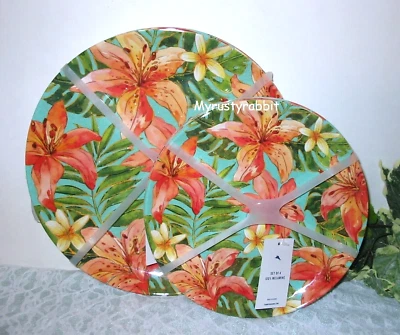Tommy Bahama Tropical Day Lily Dinner Plates & Salad Plates 8 Pc Set ~ Melamine - Image 1 of 4