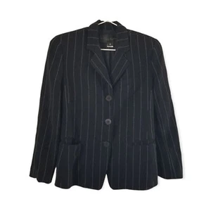 Vintage Donna Karan New York Black Pin Stripe Wool Blazer size 4 - Picture 1 of 9