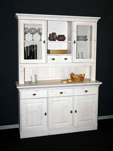 Massivholz Buffetschrank weiß lasiert Kiefer Küchen-schrank Buffet Landhaus - Bild 1 von 9