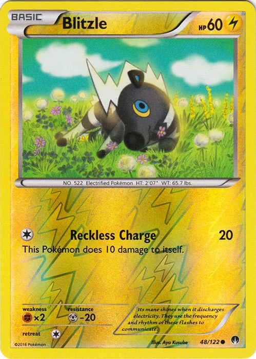 Pokemon - Blitzle - 48/122 - Common - Reverse Holo - XY - BREAKPoint - NM - Image 1 of 1