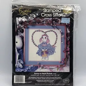 Candamar Designs BUNNY IN HEART PICTURE Stamped Cross Stitch Kit 20405 New - Picture 1 of 4