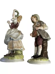Lefton Fine China Figurines Girl & Boy KW 3658-10” Tall- Hand Painted - Picture 1 of 7