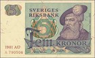 Schweden / Sweden P.051d 5 Kronen 1977-1981 Gustav Wasa (1) UNC
