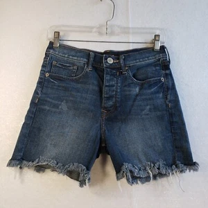 Express Shorts Damen klein dunkelblau Denim ausgefranster roher Saum Freizeit - Bild 1 von 10