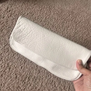 Handmade White Leather Clutch /Wallet - Picture 1 of 7