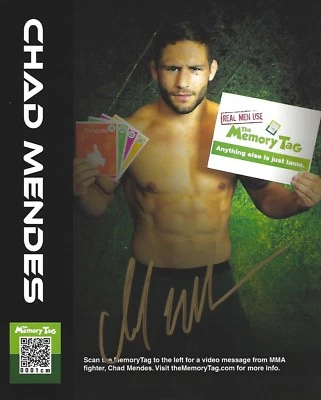 Подписанная промо-картина спонсора UFC 8x10 Чада Мендеса с автографом WEC 189 179 164 142 - Изображение 1 из 3