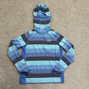 Coolibar Andros Fishing Hoodie Kids Size XL SPF 50+ Outdoor Active Striped - Picture 1 of 15