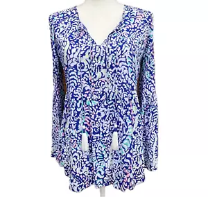 Camiseta LILY PULITZER Kahli. Gruta de coral azul muévela o piérdela. Borlas XS - Imagen 1 de 12
