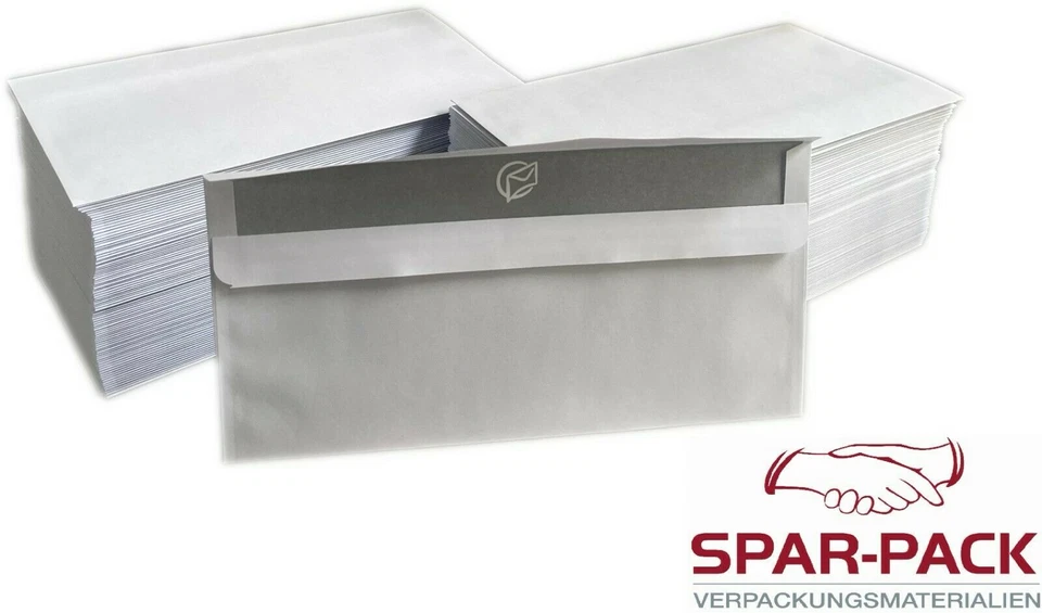 EIGENE MARKE Premium Briefhüllen weiße Briefumschläge DIN Lang selbstklebend OHNE Fenster