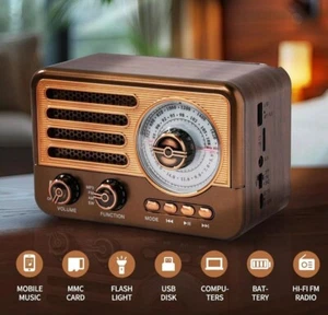 Radio Transistor Retro Batteria Portatile Bluetooth 1800mAh MP3 AM FM AUX USB - Imagen 1 de 6