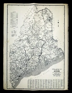 1946 Maine Highway Map Portland Bangor Lewiston Augusta Waterville Arcadia NP - Picture 1 of 7