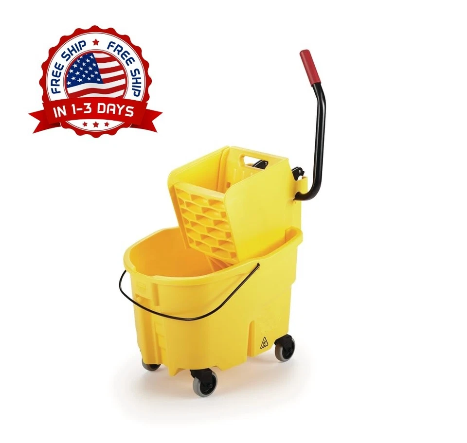 Cubeta Y Escurridor De Trapeador De Presión Lateral De 26 Cuartos Con Ruedas НОВЫЙ - Изображение 1 из 4