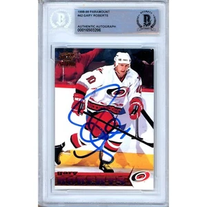Gary Roberts Signed 1998-99 Pacific Paramount #42 Card Auto Beckett Hurricanes - Picture 1 of 5