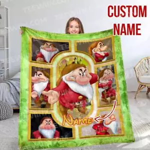 Personalized Snow White and the Seven Dwarfs Blanket, Doc Custom Name Blanket - Picture 1 of 3