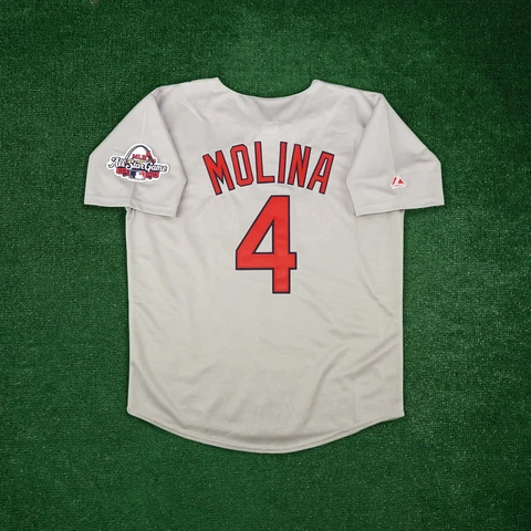 Yadier Molina 2009 St. Louis Cardinals Men's Grey Road Jersey w/ All Star Patch Cover