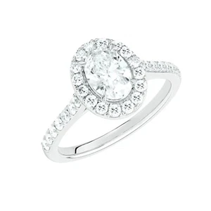 1.55Ct Lab Grown VS-FG Diamond Oval 10K White Gold Women's Halo Engagement Ring - Picture 1 of 13