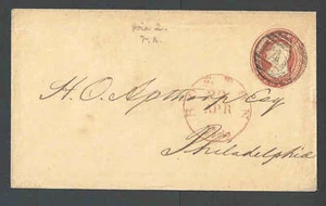 1853 U4 Used Entire 3c Red On Buff Size 7 Die 2 UPSS #6 Boston Red See Info - Picture 1 of 1