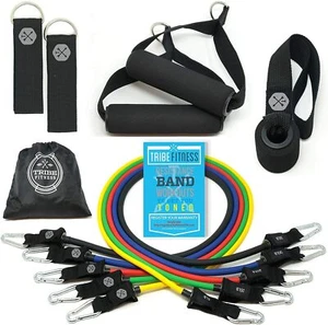 TRIBE FITNESS 12 PIECE RESISTANCE BAND SET RB47 BRAND NEW - Picture 1 of 2