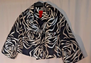 Cristina V crop black and silver jacket medium fancy buttons pleated back nice! - Picture 1 of 8