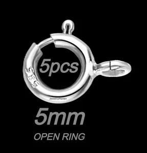 (5) PACK 5mm 14k HEAVY DUTY WEIGHT Solid White Gold Spring Ring Clasp OPEN Jump - Picture 1 of 3