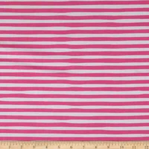 Fabric Stripes Pink and White KAUFMAN Cotton 1/4 yard K5610 - Picture 1 of 7