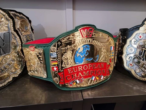 WWF EUROPEAN CHAMPIONSHIP SOFT GREEN LEATHER W/ RED BACKING Cover