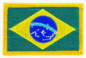 BRAZIL FLAG PATCH BADGE IRON ON NEW EMBROIDERED - Picture 1 of 1
