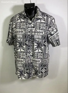 QUIKSILVER Black Short Sleeve Button Hawaiian Aloha Tropical Shirt Men - Size M - Picture 1 of 4