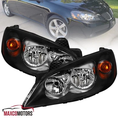 Black Headlights Fits 2005-2010 Pontiac G6 Replacement Head Lamp Left+Right Pair - Image 1 of 4