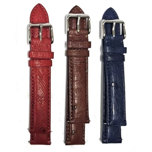Genuine Made in the USA 16mm Ostrich Strap Set Red Blue Brown - Picture 1 of 4