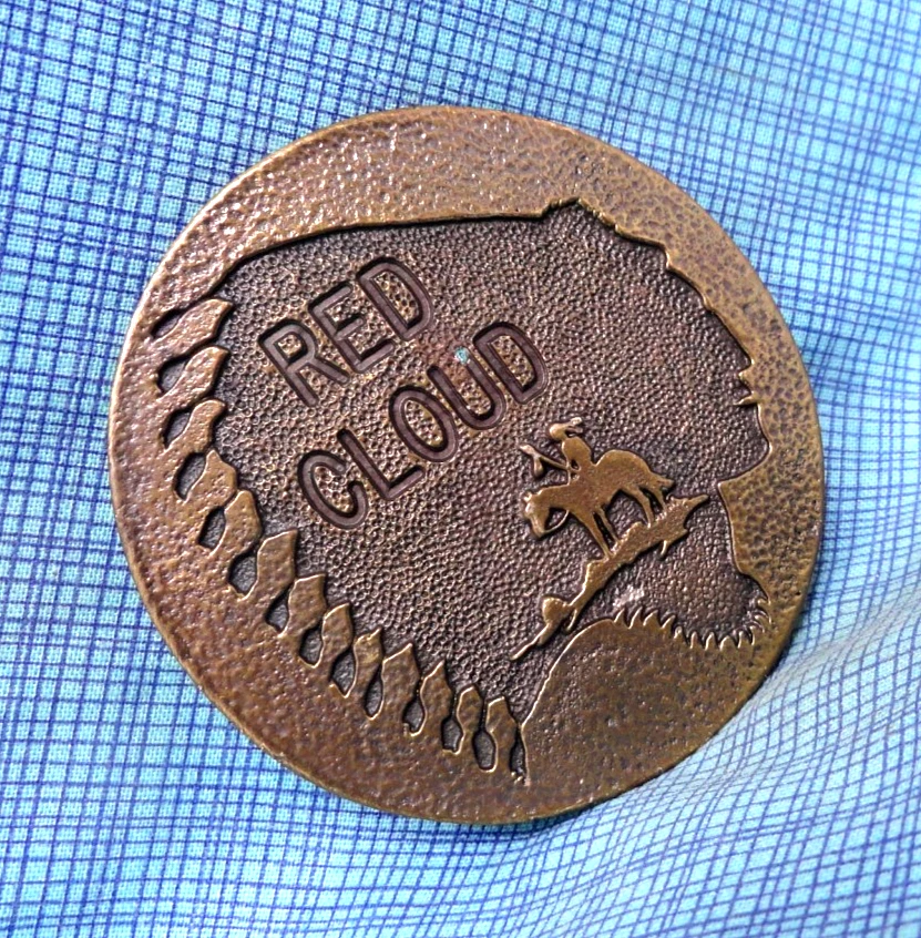 Chief Red Cloud Belt Buckle Lakota Sioux American Frontier Vtg 70s WS    .GMP375 - Imagem 1 de 4