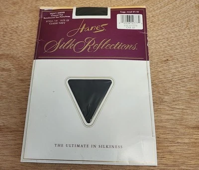 Pantimedias Hanes Silk Reflections Talla EF Clásicas Azul Marino Sedosas Transparentes Soporte Ligero Foto 1 de 4