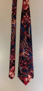 Enrico Coveri Seidenkrawatte in bunt rot blau Blumenmuster 3,75 x 57" Italien - Bild 1 von 9
