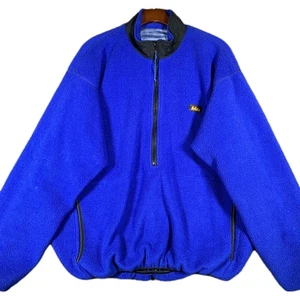 REI Sweater Men’s L Heavy Fleece Pullover Jacket 1/2 Zip Nylon Lining Blue - Picture 1 of 18