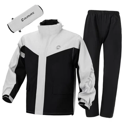 Traje de lluvia de motocicleta para hombre y mujer chaqueta impermeable y XX-grande negro gris Foto 1 de 4
