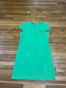 Talbots Dress Women's Size 16 Green Shift Fit Short Sleeve Back Zip Rayon Blend - Picture 1 of 4