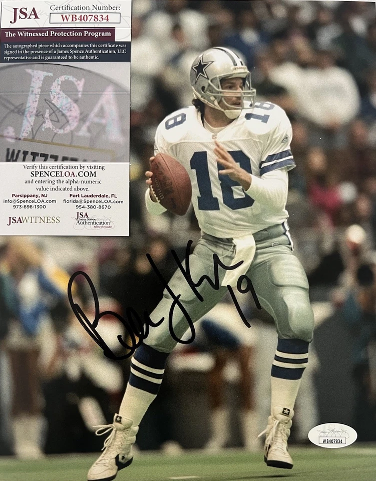 Foto autografiada firmada por Bernie Kosar Dallas Cowboys 10x8 certificado de autenticidad JSA Foto 1 de 4