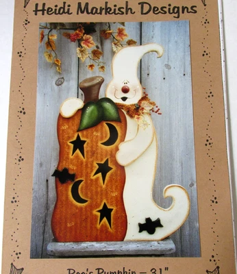 Boo's Pumpkin Halloween Wood Craft Tole Pattern Folk Art Heidi Markish Uncut - Image 1 of 4